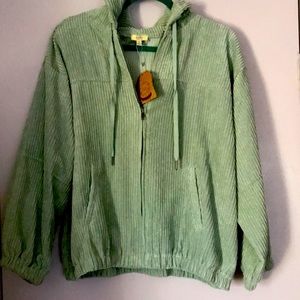 Brand New With Tags XL Green Hooded Corduroy Jacket